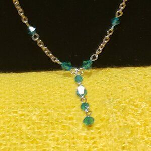 Turquoise & Silver Y Necklace Set.